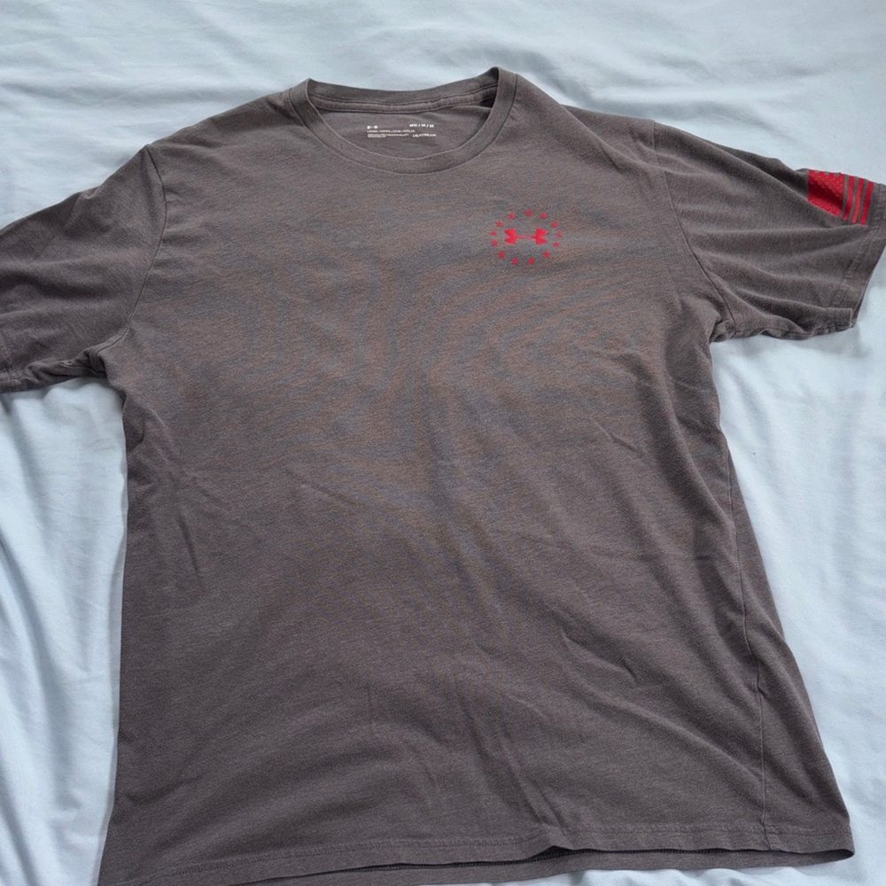 Under Armour Men's Brown T-Shirt with Red Logo
